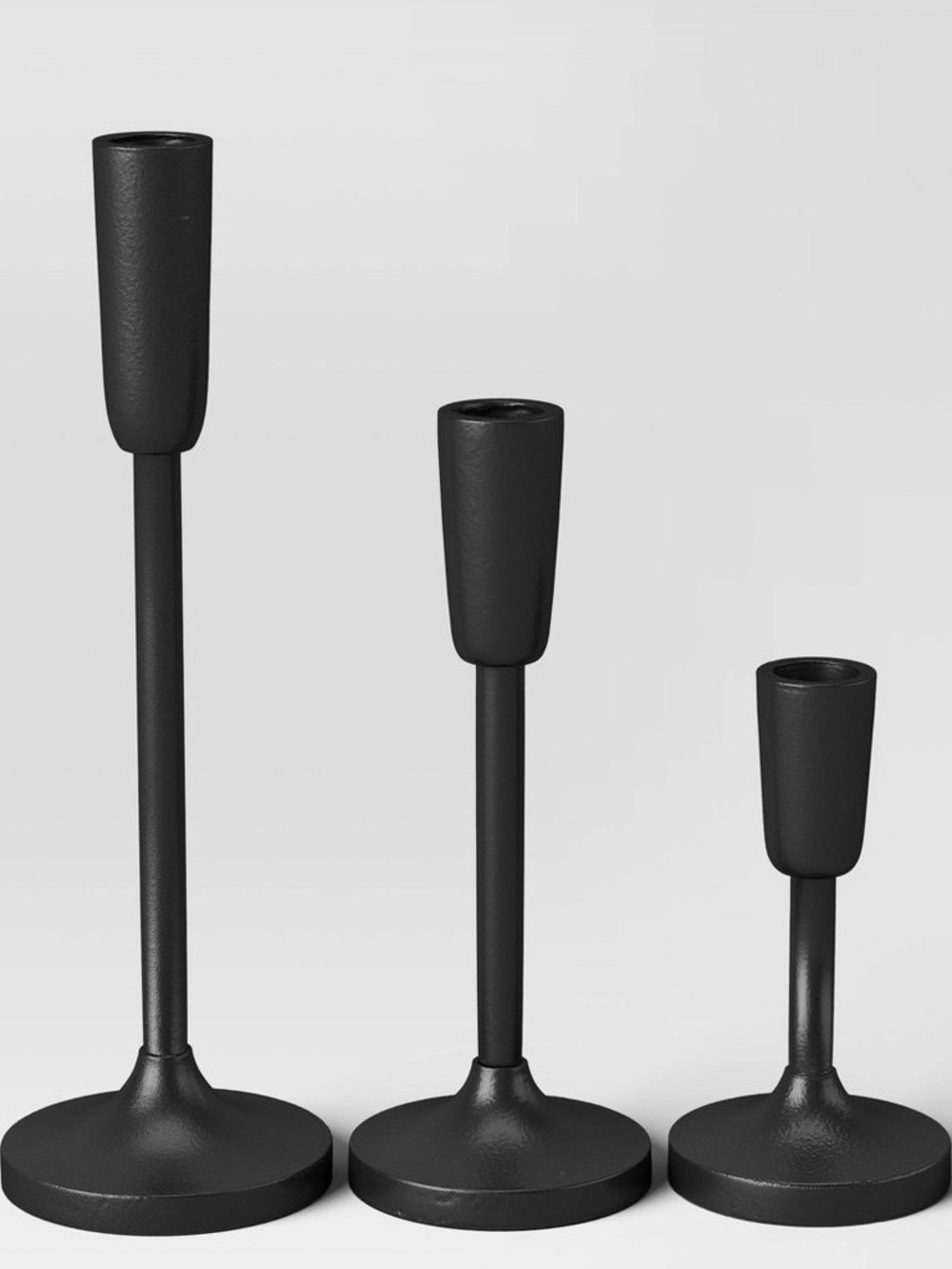 Threshold Black Matte Metal Taper Candle Holder - set of 3